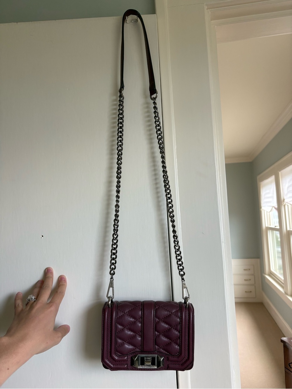 Rebecca Minkoff Quilted Chain Crossbody - Burgundy